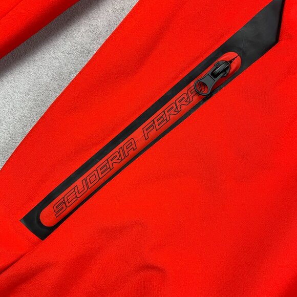 Ferrari Mens Jacket 2XL Red Full Zip Long Sleeve Scuderia Stow Away Hood Fleece - Picture 12 of 16
